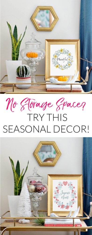 Storage an issue at your house? You can still have cute holiday decor with this simple no-storage needed seasonal decorating idea! It's perfect for rentals too! 