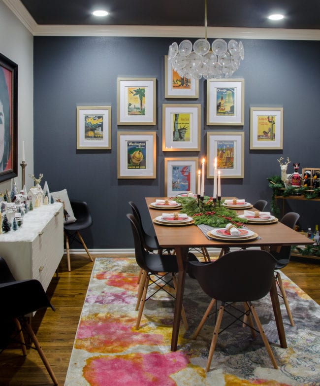 Modern Glam Dining Room Decor with a Mid-Century Twist - West Elm Mid-Century Expanding Table & Eames Chairs + Audrey Buffet