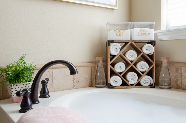 How to Organize The Bathroom Counter & Tub Surround - Polished Habitat