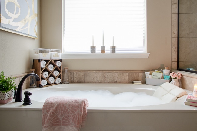 How to Organize The Bathroom Counter & Tub Surround - Polished Habitat