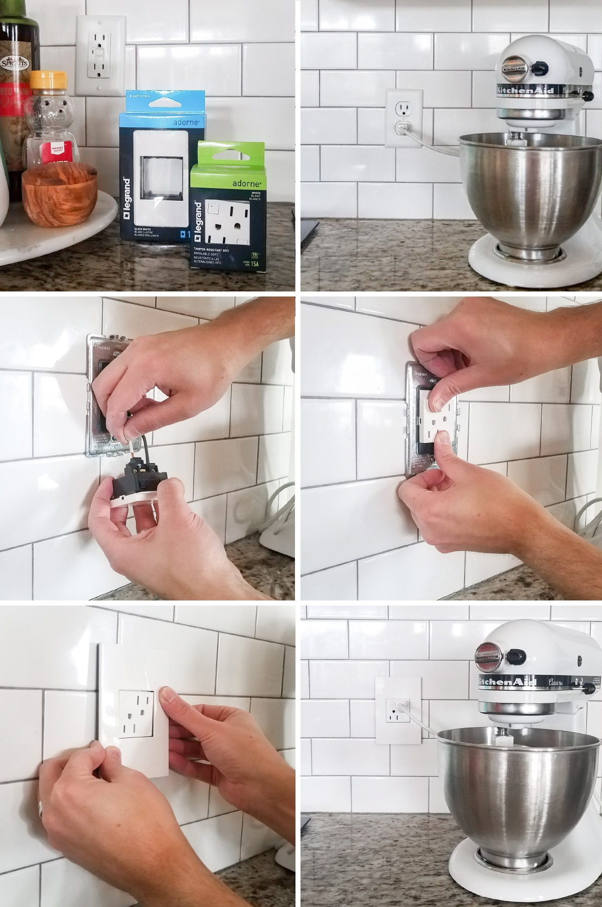 Installing an outlet from the Legrand adorne collection step by step photos