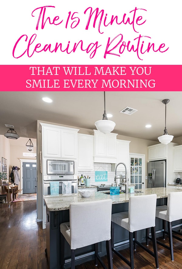 15 Minute Daily Cleaning Routine - Image of kitchen with clean and clear countertop