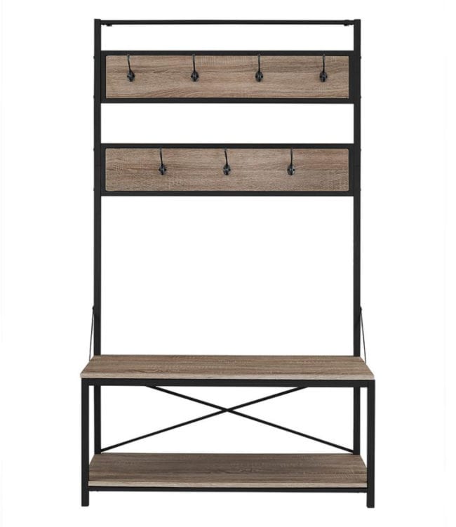 Entryway storage furniture for coats, backpacks & shoes. It even has a bench! 