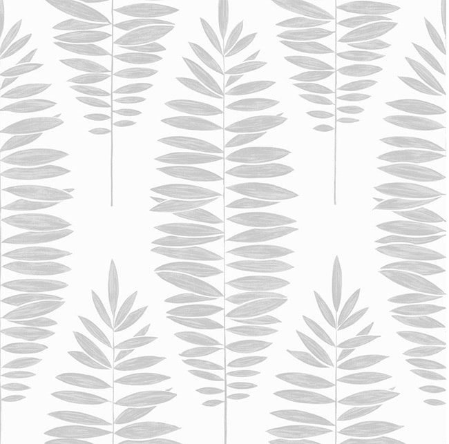 Silver / Gray Leaf Wallpaper