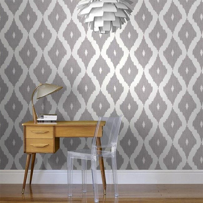 Gray ikat removable wallpaper