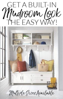 Freestanding mudroom furniture - white wood with lots of storage space