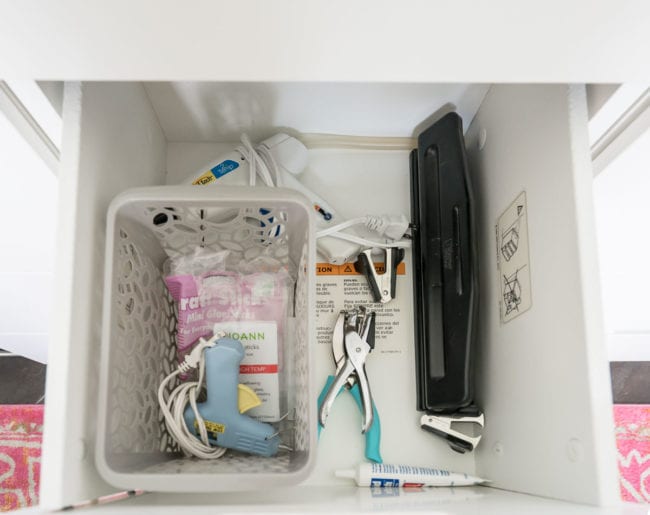 Inside an organized office drawer