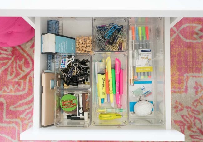 Drawer organization - highlighters, binder clips, etc