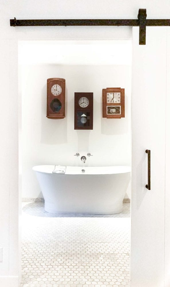 Bathroom from Vagabond House Inn - White Freestanding Tub, Marble Tile 