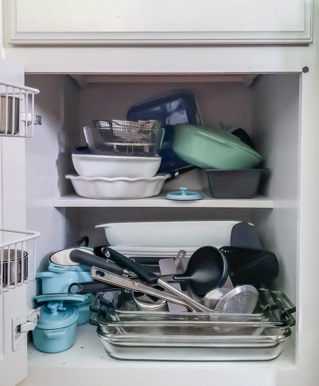 Messy kitchen cabinet