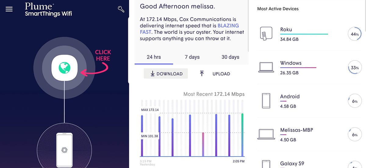 This fast mesh router system lets you monitor bandwidth usage by device. 