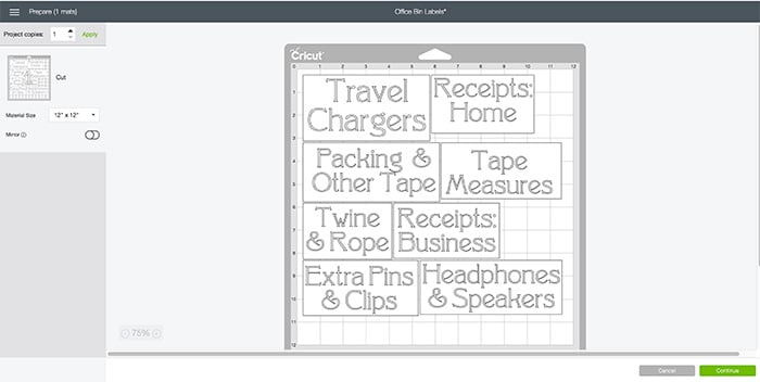 Cricut Design Space - Mat Usage