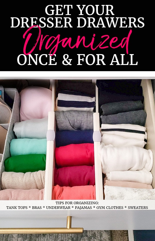 Organized tank tops in dresser drawer