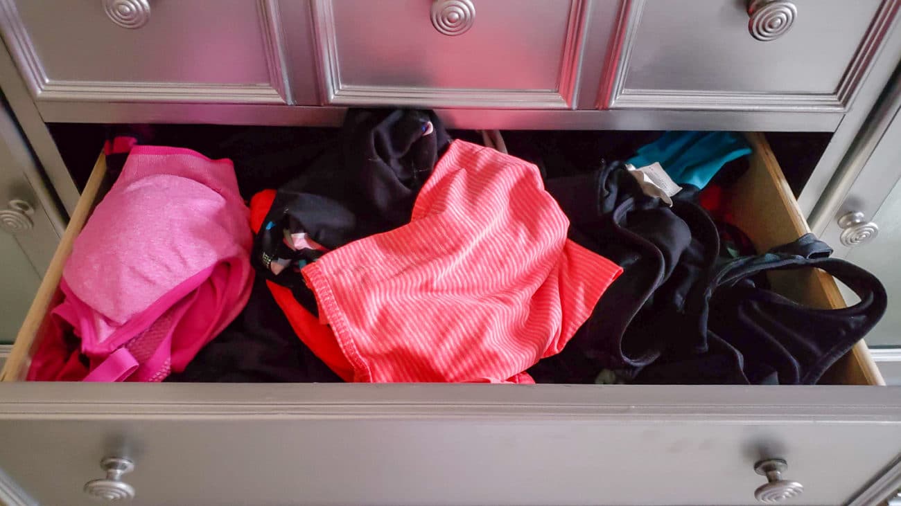 Messy clothes in drawer