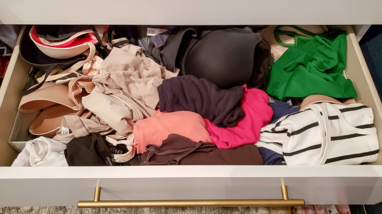 Messy clothes in drawer