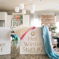 Cute storage bin for winter gloves, hats, and scarves