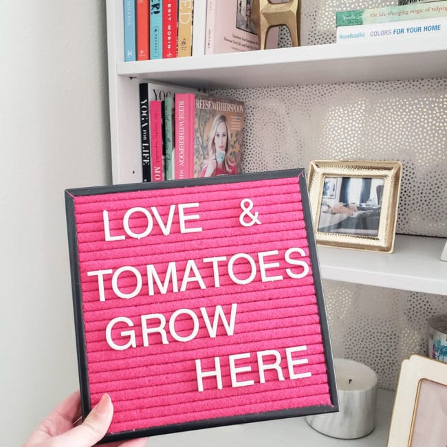 Pink Letterboard for Spring - Love & Tomatoes Grow Here