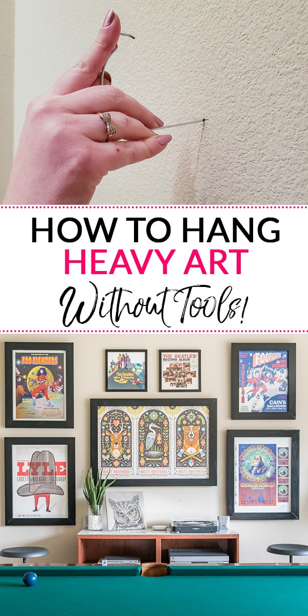 How to Hang Heavy Pictures (Picture of hook and finished gallery wall)