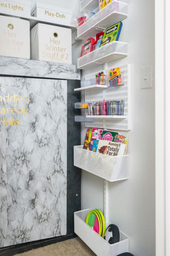 Crayon & Coloring Book Storage on a Wall Unit