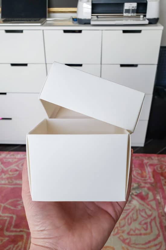 White gift box made with Cricut machine
