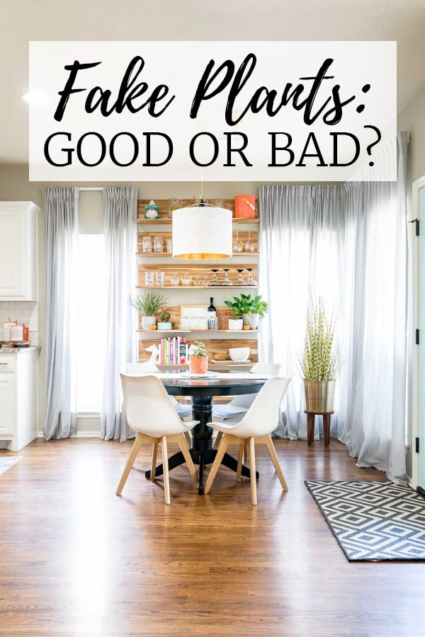 Modern kitchen nook with wood floors and text on image: Faux Plants, Good or Bad