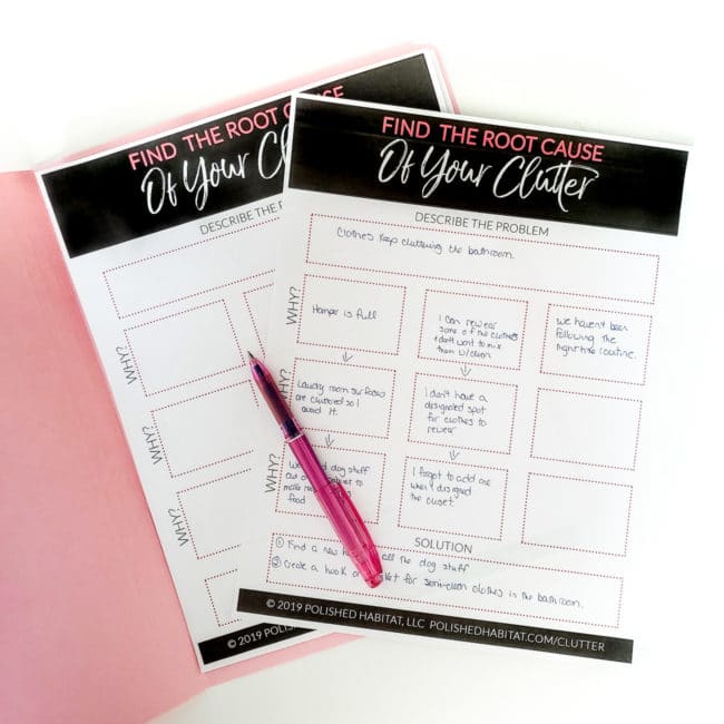 Free Printable Worksheet to help you solve your home clutter problems for good! 