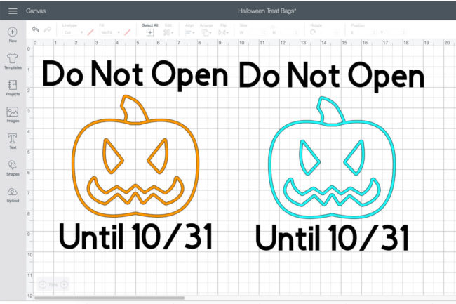 Cricut Design Space Haloween Bag Design