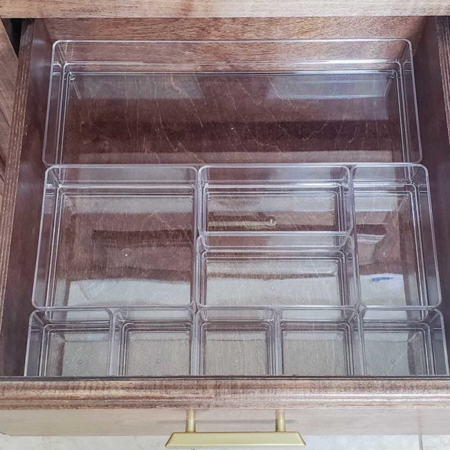 bathroom drawer with clear organizers 