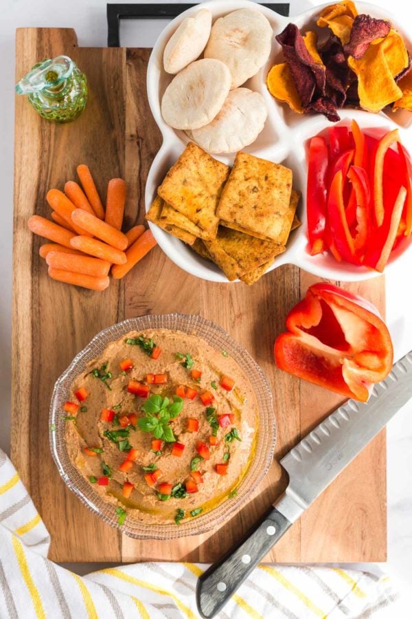 Hummus ingredients on cutting board