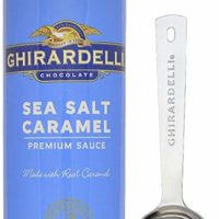 Ghirardelli - Sea Salt Caramel Flavored Sauce, 17 Ounce Squeeze Bottle - with Limited Edition Measuring Spoon