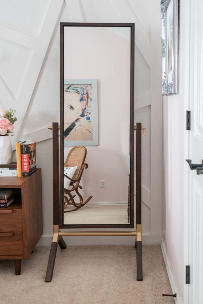 Glam full length mirror with gold accents