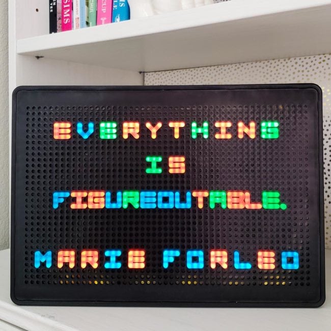 Black light up letter board