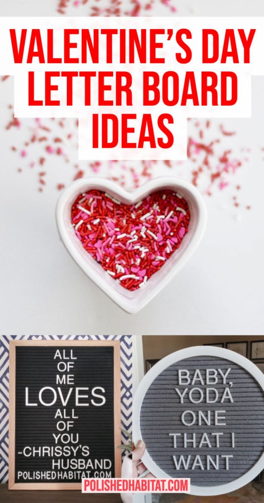 Valentine's Day Letter Board Ideas - 2 letter boards and sprinkles in heart container