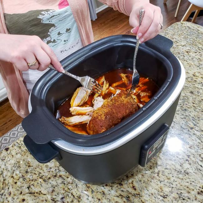 Shredding pork in a crock pot