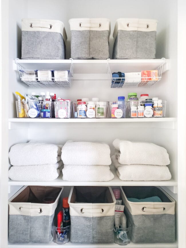 Bathroom Closet Organization - from Somewhat Simple .com