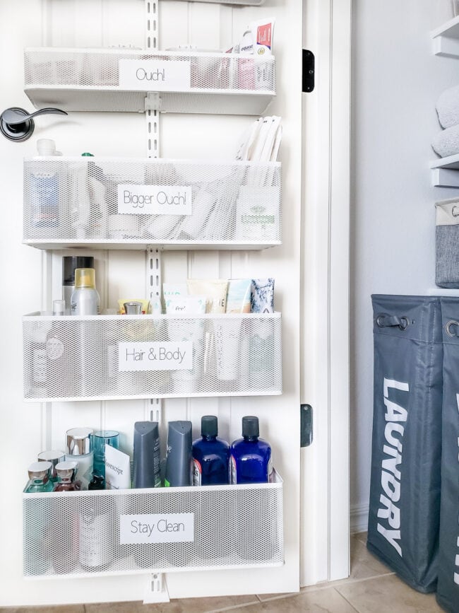 How to Organize a Bathroom Closet - Polished Habitat