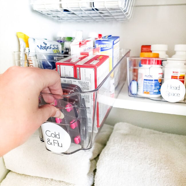 How to Organize a Bathroom Closet - Polished Habitat