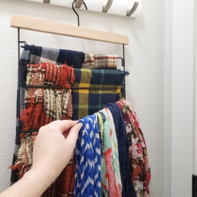 Womens scarves on multi-level pants hanger