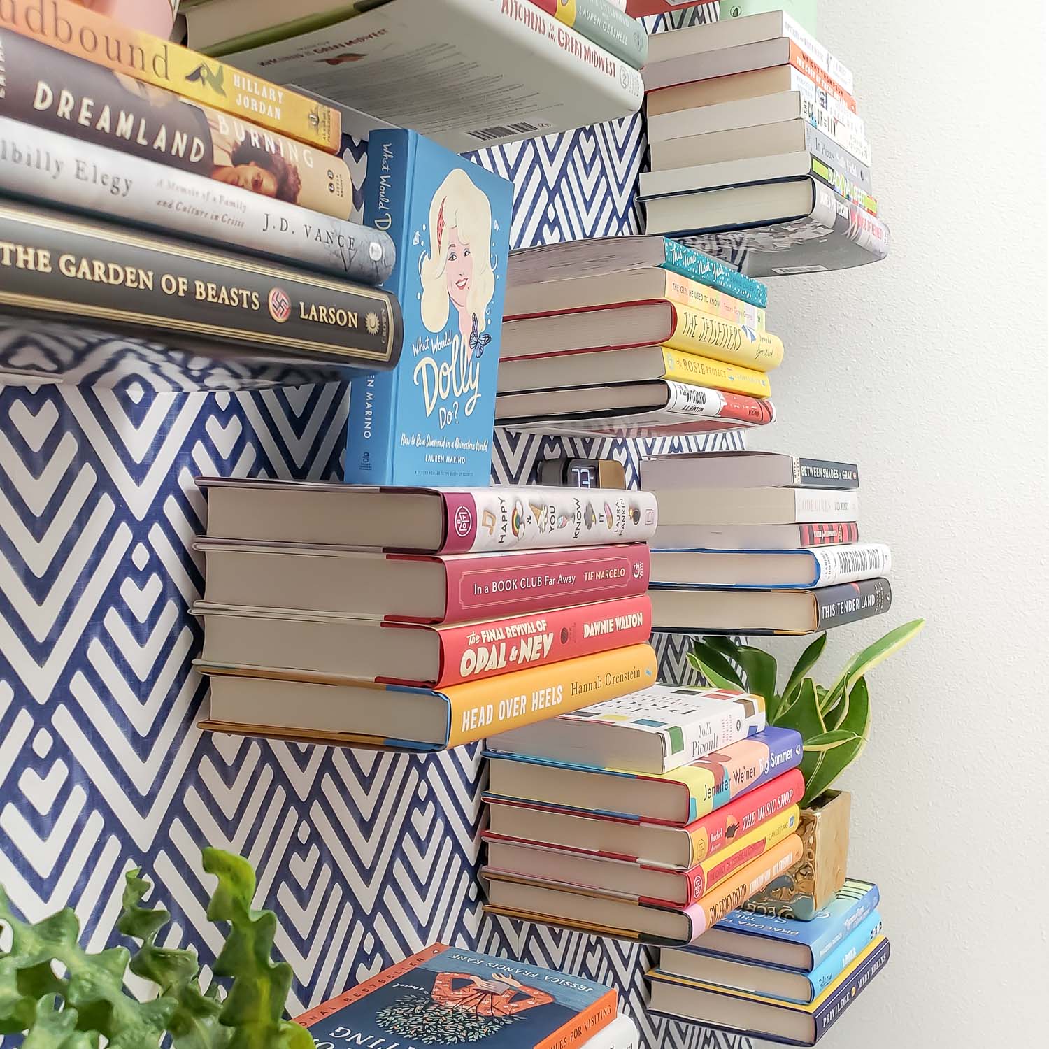 Books Stacks mounting on the wall with invisible brackets