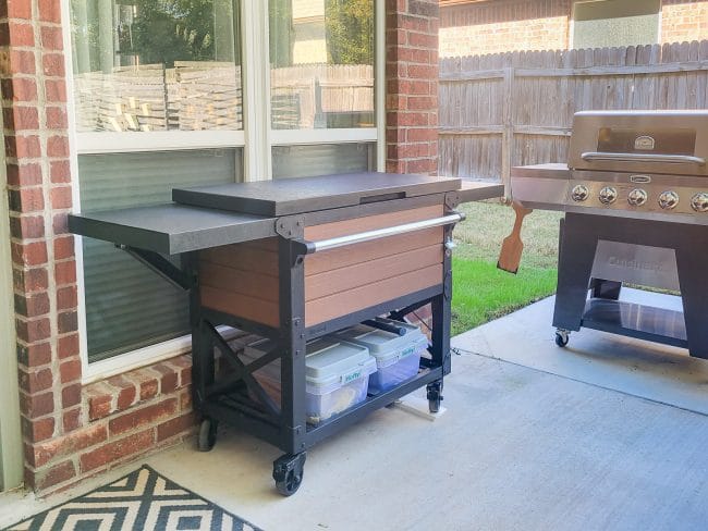 Large cooler with built in shelves on the sides and below